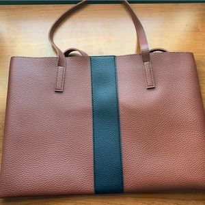 Vince Camuto Brown Tote with Black stripe, NEVER USED, pebble texture